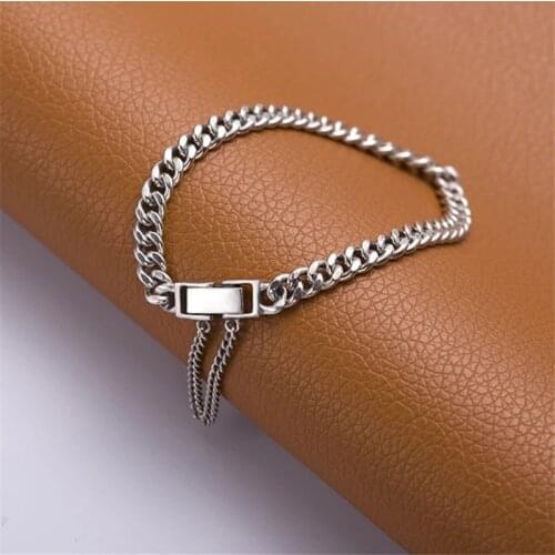 925 Sterling Silver Fashion Vintage Tank Chain Tassel Charm Bracelet For Women Men Adjustable Size Jewelry sl284