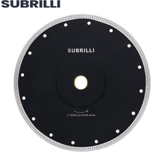 SUBRILLI 10 Inch 250mm Diamond Cutting Disc Ceramic Tile Porcelain Marble Circular For Angle Grinder Super Thin Cutting Disc