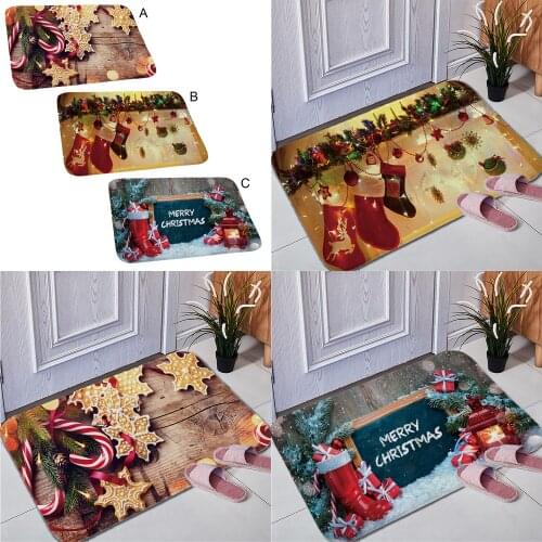 Behogar 40 x 60cm Non-Slip Flannel Doormat Safety Floor Door Mat Pad Rug Carpet for Home Kitchen Room Christmas Decorations