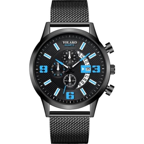 Sell Like Hot Cakes Mesh Stainless Steel Calendar Mens Quartz Watches Fashion Young Boys Relogio Masculino zegarek męski Clock