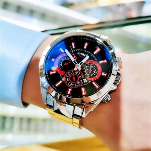 Large dial watch male luminous waterproof stainless steel quartz watch Clock student personality Wrist watch Relogio Masculino