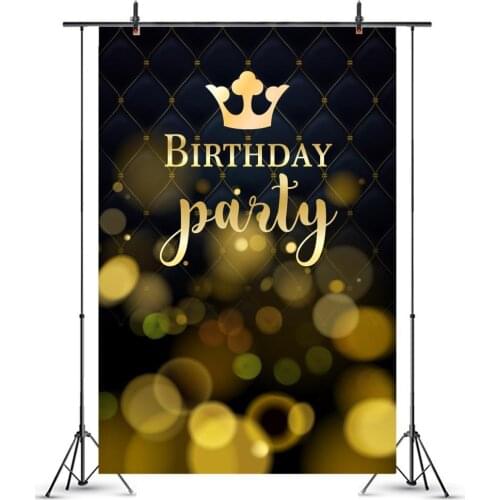 Polka Dots Bokeh Birthday Party Photo Background Headboard Pattern Golden Crown Kids Celebration Decor Backdrop Photography