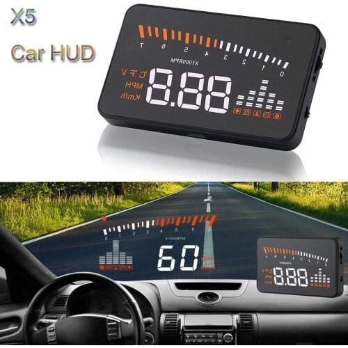 GPS Speedometer X5 Car HUD Head Up Display OBD II EOBD Automatic Matching Overspeed Warning System Altitude Display Projector