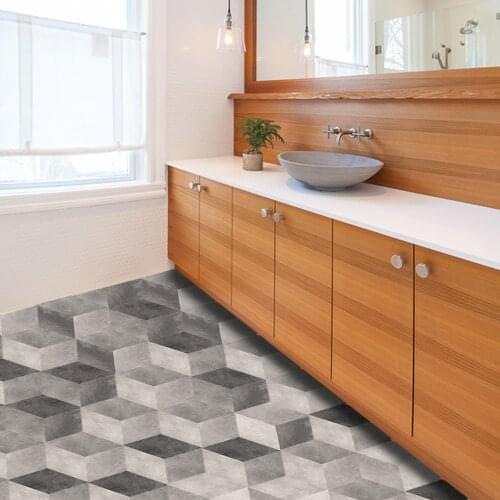 Gradient Gray Cement Pattern Tile Floor Sticker Decorative Creative Wall Stickers For Home Room Bathroom Kitchen Decoration