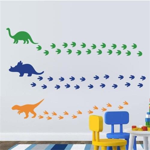 Creative 4 Types Dinosaur Footprints DIY Pattern Wall Art Decals Park Theme Children Nursery Wall Stickers Kids Room Home Decor