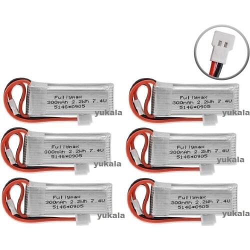7.4V 300mAh LiPo Battery for WLtoys F959 XK DHC-2 A600 A700 A800 A430 2.22Wh RC Drone Spare Parts 7.4v 2s li-po battery 2pcs