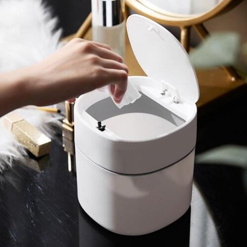 Multifunctional Desktop Waste Trash Home Table Plastic Trash with Lid Garbage Bin Can Office Supplies Dustbins Sundries Barrel