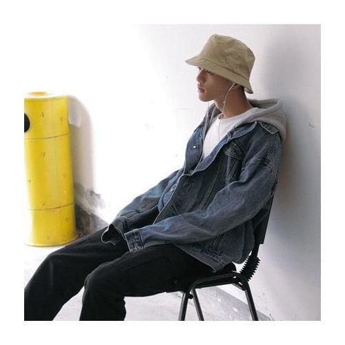 2020 Fashion New Autumn Men Denim Jacket Fake Two pieces Male Loose Korean bf Spring Jackets Students Outwear LX1389 s