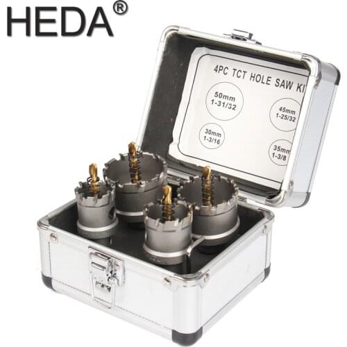 30/35/45/50mm 4Pcs TCT Hole Saw Cutter Tool Kits Tungsten Carbide Metal Drill Bit Sets For Drilling Thick Iron Stainless Steel
