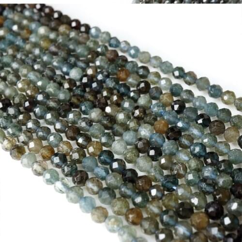 Natural Blue tourmaline faceted beads for needlework 2 3 4mm jewellry charm gemstone For Jewelry Making DIY perle women Bracelet
