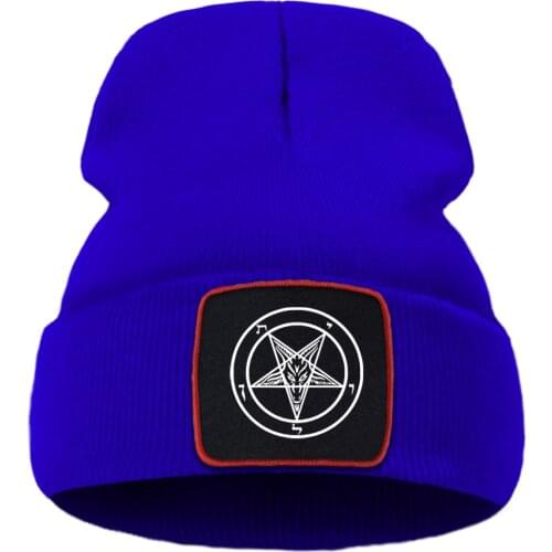Pentagram Occult Satan Beanie Hat Wool Creative Bonnet Cap Winter Thick Sport Hip Hop Knitted Caps Outdoor Unisex Comfort Hats