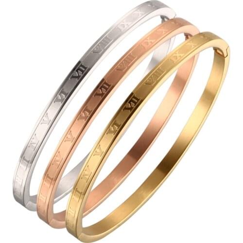 Stainless Steel Logo Engraved 4mm Cuff Bangle Bracelet For Couple Lover Bracelet Jewelry
