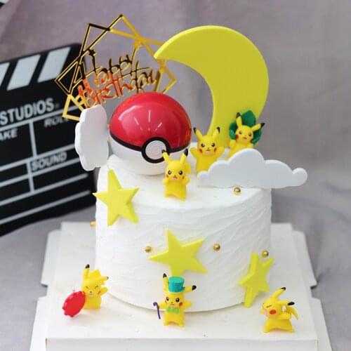 Pikachu Cake Supplies Toy Ornaments Pokemon Party Cake Decoration Character Anime Doll Enamel Collect Toy Gift Kid Child Gift