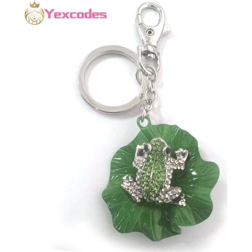 Realistic Little Frog Lotus Pond Moonlight Dripping Oil Car Pendant key Ring Lady Bag key Chain Pendant Gift Direct Mail