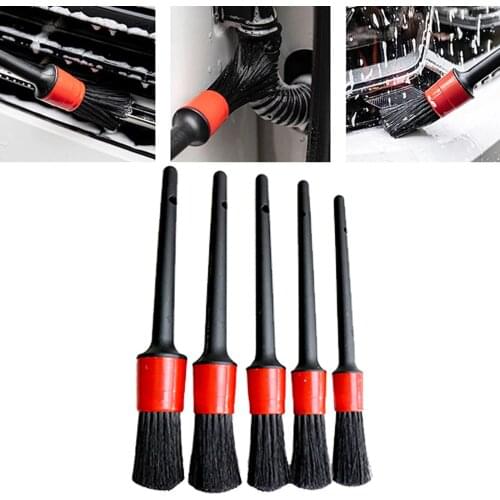 5 Different Brush Sizes Automotive Detail Brushes Detailing Brush Set Dashboard Air Outlet Clean Brush Tools for Car Wheel Brush