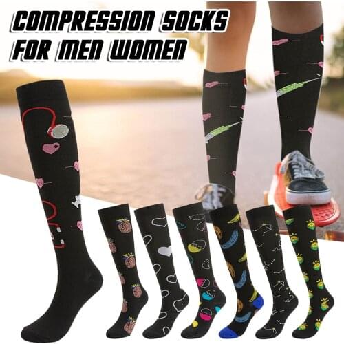 Unisex Sports Golf Compression Socks Outdoor Cycling Tarvel Socks Fashion Daily Casual Beautiful Printing Elastic Stocking