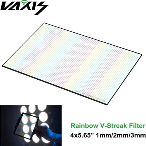 VAXIS VFX Rainbow V Streak Filter 4*5.65 inch 1mm/2mm/3mm Optical Clarity 6 Colors Streaks for Photography Light Lamp