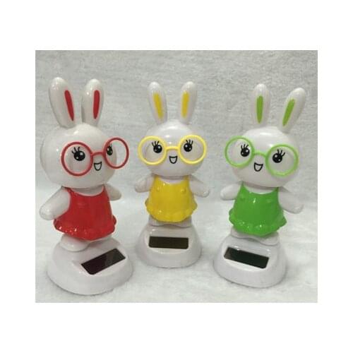 Shaking His Head Rabbit Car Interior Decorator Ornaments Solar Automatic Swing Sun Flower Unisex Plastic Electronic 2021