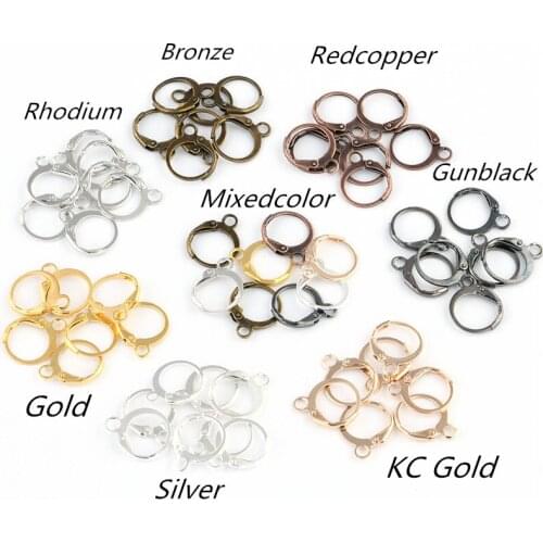 20pcs Metal Earring Making Accessories Rhodium Copper Clip On Earring Clasps Hooks Findings With Loop Clasp Round Base For Diy