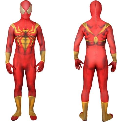 Gold Iron Costume Cosplay Big eyes Lycra Spandex 3D Prined Cosplay Disfraces De Halloween Costume Bodysuit Superhero Costume