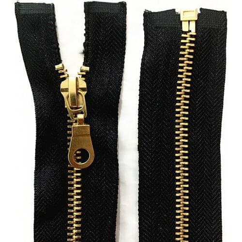 1pcs 27.6Inch Jacket Style Brass Metal Separator Zipper On Black Nylon Coil Zipp