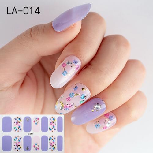 1pc Jelly Colors Flowers Beauty Nail Art Stickers 2021 New Gradient Decor Wraps Full Cover Back Glue Waterproof Nail