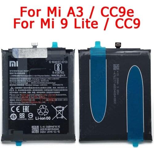 100% Original For Xiaomi Mi 9 Lite A3 CC9 CC9e Battery BM4F Cellphone Li-ion Built-in Batteries Replacement Spare Parts
