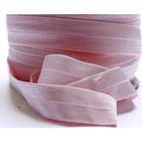 #117 Lt. pink foe elastic ribbon, wholesale 100 yards 1 inch solid color fold over elastic for baby headbands