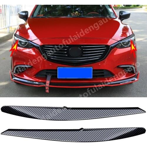 2PCS For Mazda 6 Atenza 2016-2018 ABS Chrome Carbon Fiber Eyelids Eyebrow Lid Headlight Molding Trim Cover Car Styling