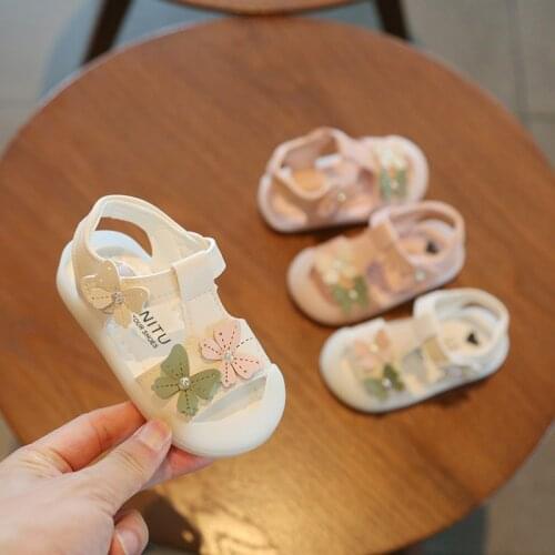 2021 Summer Korean Style Bowknot Sandals Closed Toe Girls Princess Soft-soled Baby Shoes Sandals Toddler Shoes Baby Crib Shoes