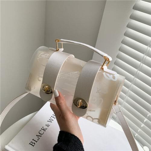 2021 Fashion Women Transparent Daisy Pattern Shoulder Bag Hardware Chain Strap Color Block Messenger Handbag Composite Tote