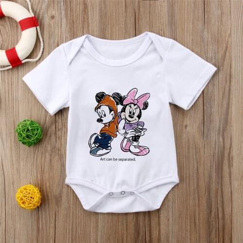 2021 New Baby Clothes Short Sleeve 0-24M Newborn Bodysuit Jumpsuit Baby Boys Girls Mickey Mouse Disney Infant Clothing