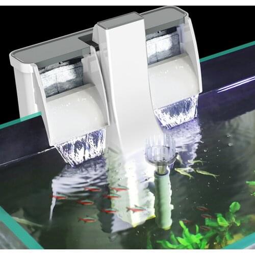 3-in-1 Hang On Up Waterfall Filter Fish Tank Water Filter Pump for Aquarium De-oil Film Aerator Pump Skimmer External Pump