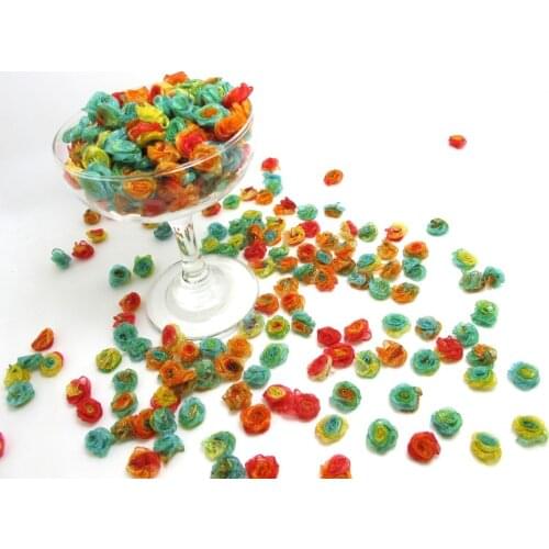 100 Pieces Chiffon Rose Flower Buds|Ombre Color|Flower Applique|Fabric Flower|Baby Doll|Craft Bow|Accessories Making