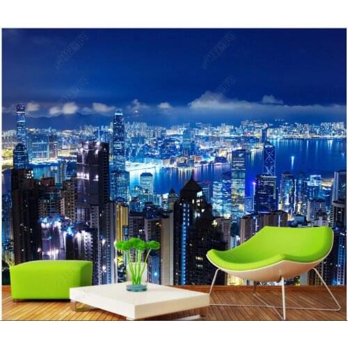 3d photo wallpaper custom mural on the wall Modern city night scenery home decor wall paper in the living room