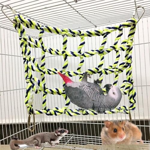 AHUAPET Bird Training Toys Perch Bird Ladder Rope Hanging Swing Cage For Parrots Bird Parrot Macaw Color Weaving Climbing Net E