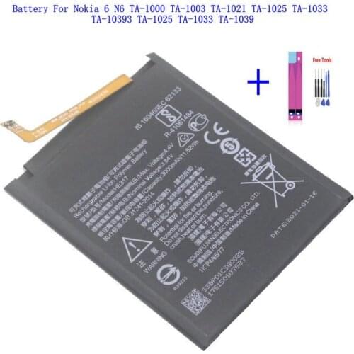 1x 3000mAh HE317 Battery For Nokia 6 For Nokia6 N6 TA-1000 TA-1003 TA-1021 TA-1025 TA-1033 TA-1039 Batteries + Repair Tools kit