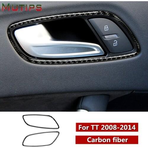 Mutips car inner door handle bowl cover carbon fiber sticker accessories interior for Audi tt 8n 8J MK1 MK2 Mk3 TTRS 2008-2014