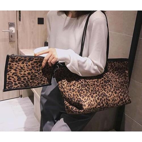 Free Shipping Hot Sale Fashion Womens high-capacity Travel Handbag New Leopard Print Shoulder bags Retro Shopping Totes