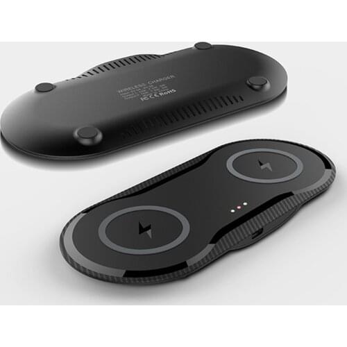 10W Double Qi Wireless Charger Pad for iPhone 12 11 XS XR X 8 AirPods Pro Samsung S20 S10 S9 15W Dual Charging Dock Station