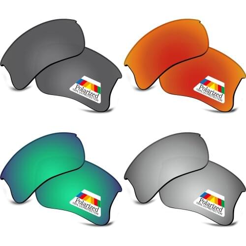 Bwake 4 Pairs Black & Silver & Green & Fire Red Polarized Replacement Lenses for-Oakley Half Jacket 2.0 XL OO9154 Sunglasses