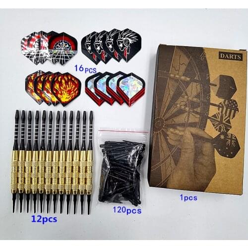 12pcs/set Dart Set 18g Soft Tipped Safety Darts Aluminum Alloy Dart Rod Plastic Dart 120 Dart Tips 16 Flights with Box for Gift