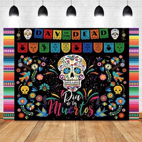 Yeele Mexico Day Of The Dead Photography Backdrop Photocall Skull Flower Banner Party Decor Background Photo Studio Photographic