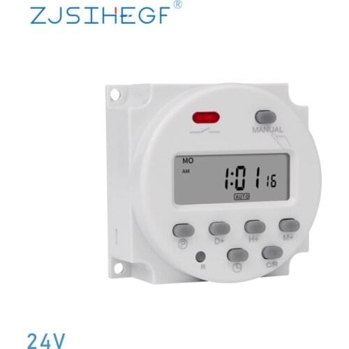 Power Supply 24V Digital 7 Days Programmable Timer Switch Electronic Lighting Daily Time Relay Programmer CN101A