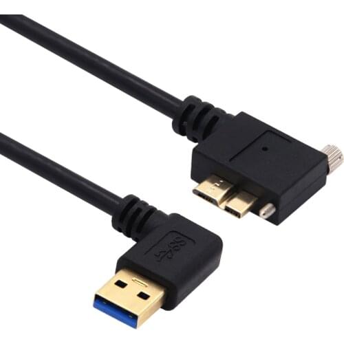 USB 3.0 Male to USB3.0 Micro/B Male 90 Degree Up & Down & Left & Right Angled With Lock Screws Mount Data cable 0.3m/1m/1.8m/3m