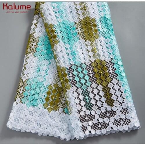 Kalume African Guipure Cord Lace Fabric 2021 Nigerian Guipure Cord Lace Fabric High Quality 5 Yards For Diy Dress Party F2592