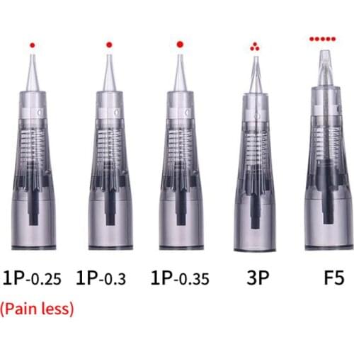 Newest 10pcs 0.18/0.25/0.3/0.35mm 1R round liner 1P micro cartridge tattoo needles for permanent makeup eyebrow machine