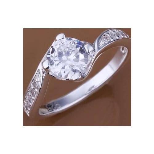 KN-R148 Hot Size 7#8# Silver Plated Finger Rings for womens men silver jewellery fashion jewelry forever love Crystal Ring