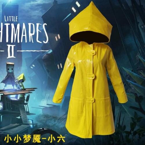 Little Nightmares 2 Six Cosplay Costume Outfit Uniform Halloween Suit Coat Game Role Play Adult Kids Yellow Raincoat