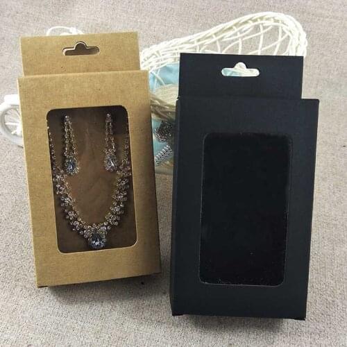 Kraft Pendent Card & Hang Window Box Kraft /Black/White 13x8x3cm (5.11x3.149x1.18'') Gifg BOX Kraft Window Box Iphone Case